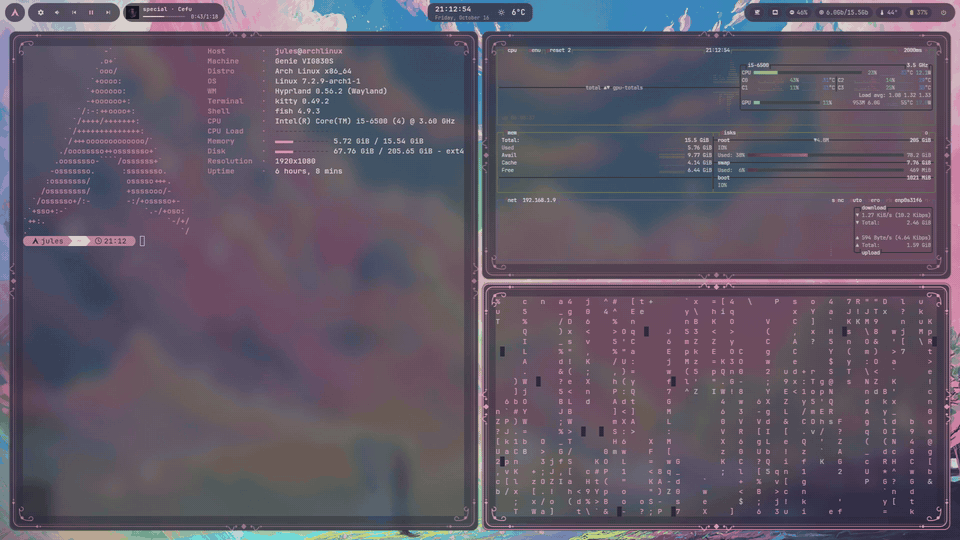 The screen sweeping over to a new theme